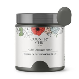 Country Chic All-in-One Chalk Paint for Furniture, Cabinets, Home Decor, Eco-Friendly, Matte Finish, Built-In Primer & Top Coat for Wood, Metal - Rocky Mountain (Charcoal Grey) - Pint 16 oz (475 ml)