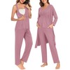 SWOMOG Maternity Nursing Robe Set 3 Piece Postpartum Breastfeeding Pajamas