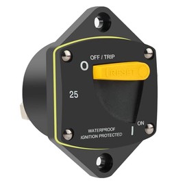 GLOSO GLOSO Circuit Breaker Switches Manual Reset Waterproof Audio Radio Solar System Boat Truck Marine Automotive Stud 5/16 Panel Mount 25A