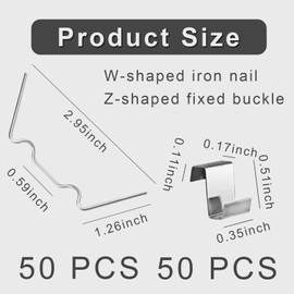 100Pcs Greenhouse Glass Clips, Stainless Steel Greenhouse Window Clips Glass Pane Fixings Clips, Greenhouse Clips for Glass Replacement Accessorie, 50 W Wire Clips/50 Z Clips