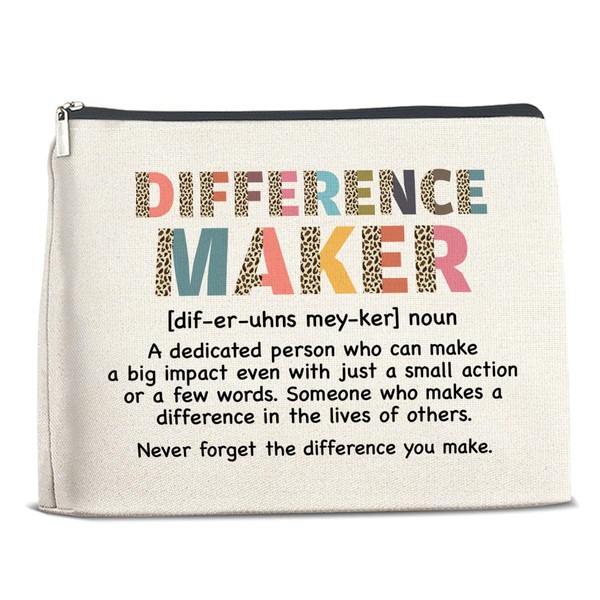 Difference Maker Gifts Makeup Bag for Women, Thank You Appreciation
