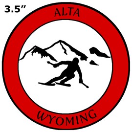 Athena Brands Alta, Wyoming - Extreme Sports Skier - Car Truck Window Sticker Decal - Red