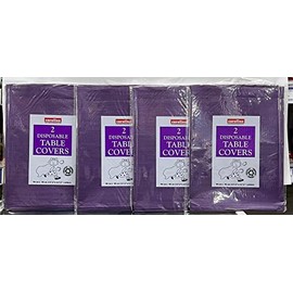Caroline Table Cloth, Disposable Paper Cover for Square or Rectangular Dining Table Birthday Party, Catering, Baby Shower, Wedding Decorations Sold by Vrangle (Purple, Twin Pack of 4), 90 X 90cm