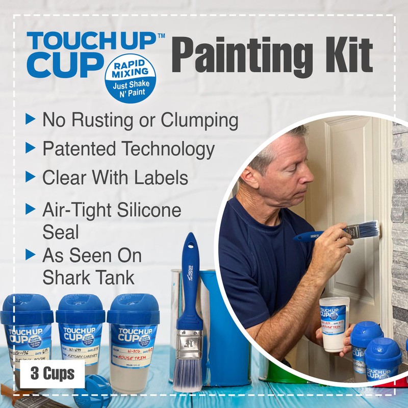 Touch Up Cup Painting Kit - Includes 3 Paint Storage