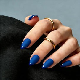 Uñas postizas almendradas con punta francesa mate corta, uñas postizas acrílicas con pegamento, 16 tamaños, kit de 32 uñas postizas de gel suave para 