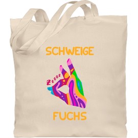 Shirtracer - Cotton Bag - Teacher - Bags - Whisper Fox Silence Fox, 1 natural white