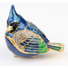 SEVENBEES Bird Trinket Box Metal Enameled Animal Figurines Collectable Wedding Jewelry Ring Holder Organizer