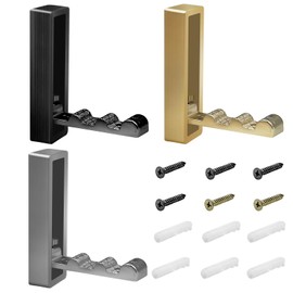 Yivioep 3 Pcs Folding Coat Hooks, Zinc Alloy Retractable Foldable Wall Hooks for Hanging Coats, Hats, Towels, Keys, Bags in Closet, Kitchen, Entryway （Black, Gold, Grey）