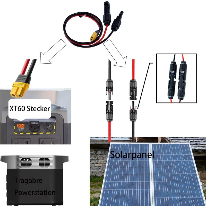 iHaospace Solar Cable 6 mm2 10AWG Solar Plug to XT60