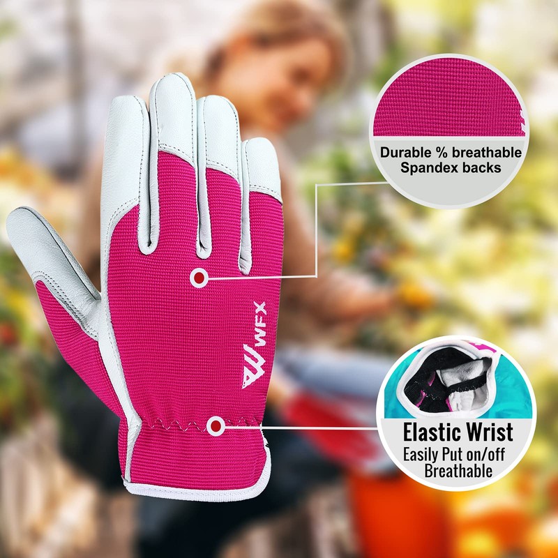 Women/Men Leather Gardening Gloves - Work Gloves for Men or