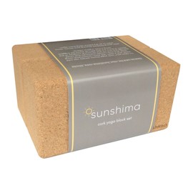 Sunshima Cork Yoga Block Set (2 Pack) – Premium 100% Natural Cork Blocks with Skin-friendly Non-Slip Grip for Beginners and Advanced Yoga and Pilates Classes, Home Fitness Yoga Accessories