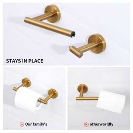 Ntipox 4-Piece Toilet Paper Holder Set Brushed Gold,Stainless Steel Bathroom Accessories Hardware Set,Include Double Post Pivoting Toilet Paper Holder,Towel Ring and 2 Towel Hooks