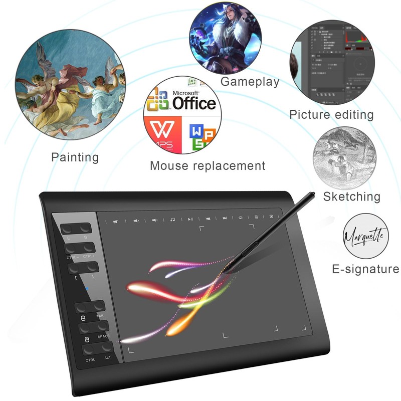 Graphics Drawing Tablet,10x6 inch Digital Writing Tablet with 8192 Levels