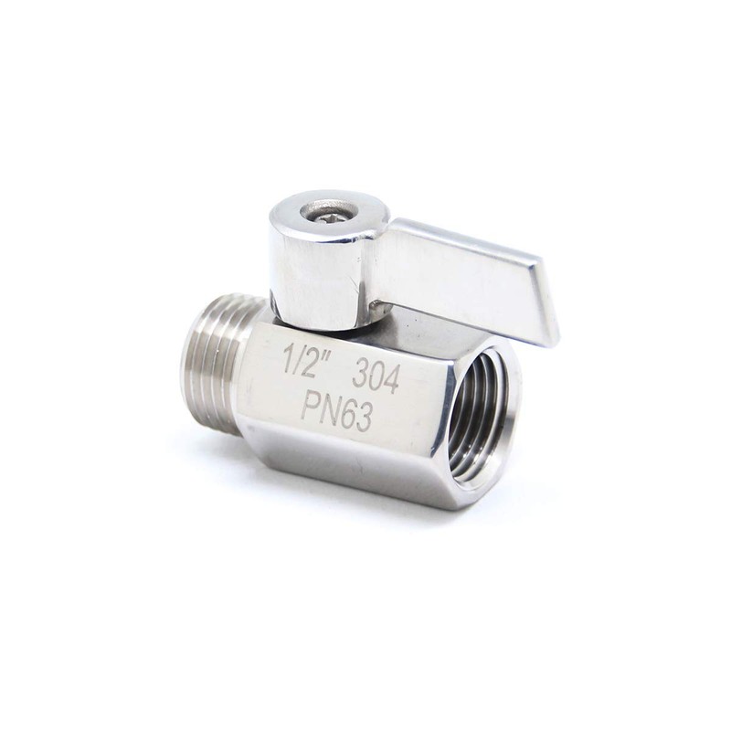 New 1/2" Stainless Mini Ball Valve NPT Famale x Male