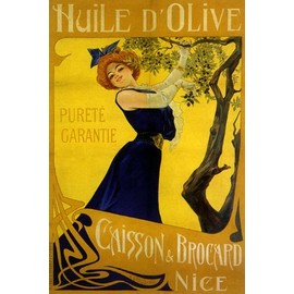 CANVAS Fashion Lady Olive Tree Huile D' Olive Oil First Press Nice France French 12" X 16" Image Size . Vintage poster on CANVAS. Art Repro