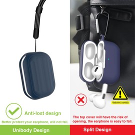 Anti-Lost Case for AirPods Pro (2nd Generation),one-Piece Design case,Wireless Charging, LED Visible,Lanyard Included.(Blue)