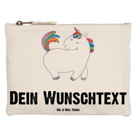 Mr. & Mrs. Panda Personalisierte Schminktasche Einhorn Stolzieren Größe M - Personalisierte Geschenke, Personalisiertes Schlamperetui, Einhörner,