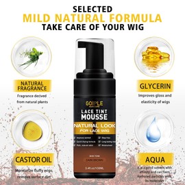 Lace Tint Hair Mousse, 3.4fl oz Lace Tint Mousse for Women Wigs Lace Wigs Toupees Hairpieces Natural Finishing Lace Color, Lace Tint for Wig Melts Lace Foam Tint with Hair Wax Stick(Dark Brown)