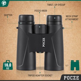 Binoculars for Adults, 12x42 Waterproof and Durable Binoculars with Multi-Coated Optics and Protective Rubber Armor, Lightweight Binocular for Bird Watching, Outdoor Sports, Hunting, Travel-Green