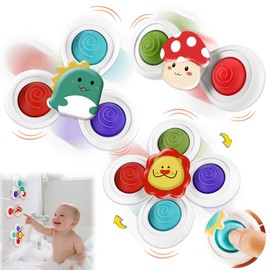 Tapvai Pack of 3 Suction Cup Toy Baby, Spinner Baby Relieves Anxiety with Suction Cup, Toy Children with Spiral Patterns, Fidget Spinner for 1-6 Years Gifts for Bathtub
