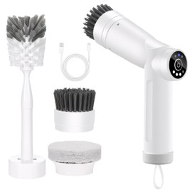 Electric cleaning brush 3 speed, Spin Scrubber with Upgrade LED Display, Power Scrubber with 3 Replaceable Brush Heads,bathroom brush for home,Floor,Kitchen,Bathtub,Stove,Car,Tile,Window