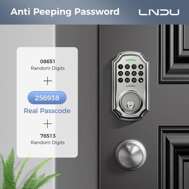 LNDU Keyless Entry Door Lock Deadbolt with Handle Set: 100