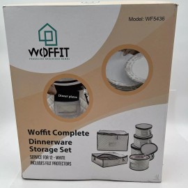 Woffit China Storage Containers - 6 Pack, Quilted Dinnerware & Stemware White
