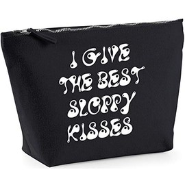 Hippowarehouse I Give The Best Sloppy Kisses printed make up cosmetic wash bag 18x19x9cm