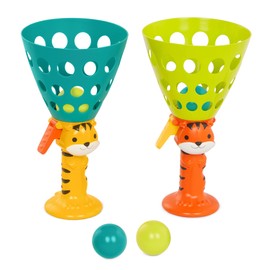 B. toys BX2274Z Pass-Catch Throw and Catch Game - 2 Bats and 4 Balls - Sports Toy for the Garden, Beach, Outdoor - Outdoor Toy for Children from 3 Years - Pop 'n' Launch, Colourful, S