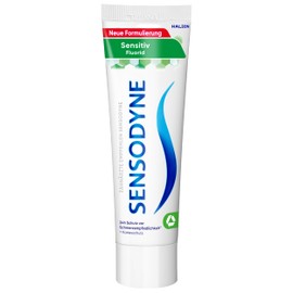 Sensodyne Sensitiv Fluorid Zahncreme, 75ml, tägliche Zahnpasta, bei schmerzempfindlichen Zähnen