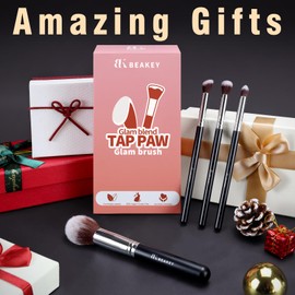 BEAKEY BEAKEY Makeup Brushes Set, Professional Foundation Eyeshadow Concealer Blush Powder Bronzer Applicator, 2 Blender Sponge with Beauty Paper Case