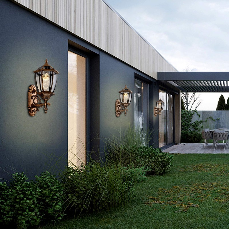 Lovefindahome Solar Wall Lamp with Light Sensor, Waterproof Outdoor Led