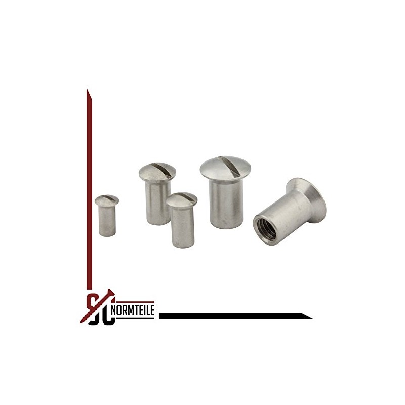 Sleeve nuts with raised countersunk head and slotted drive –