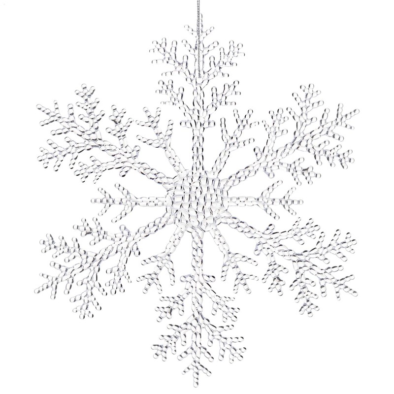 com-four® 3 x large decorative snowflakes pendant, transparent 30 cm