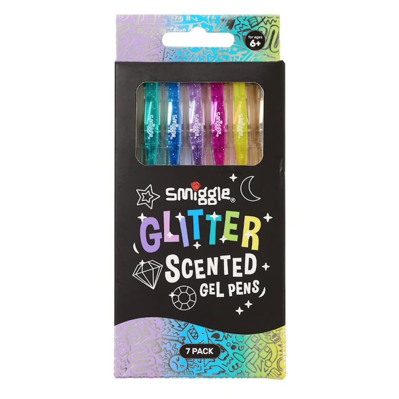 Smiggle Rollerball Gel Pens x7 Pack Glitter Scented Multicoloured