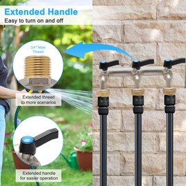3-Way Garden Tap 3/4 Inch, Garden Double Tap with 3 Pieces 3/4 Inch to 1/2 Inch Tap Connector for Home, Yard/Washing Machine
