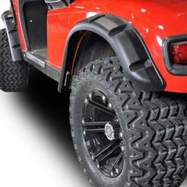 Huskey 4PCS EZGO TXT Golf Cart Fender Flares With Black Self-Tapping Screws For 1996-2013 G&E Models,3-4 Inches Wide,Constructed of Impact-Resistant ABS plastic for Lifted Golf Cart with Offroad Tires