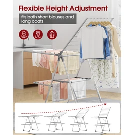 Sakugi Clothes Drying Rack, Foldable 2-Level with 55.5" Adjustable Wings