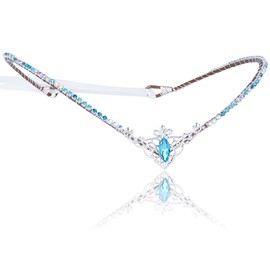 MOSTORY Handmade Goddess Rhinestone Tiara Crown - Fairy Crystal Headpiece Royal Princess Quartz Headband for Women Girls Wedding Bridal Shower Fae Ball Renaissance Party Blue