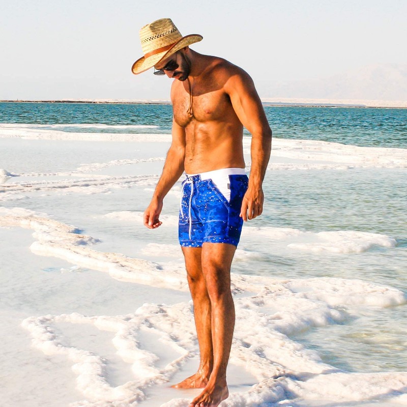 Taddlee Traje de baño para hombre de corte cuadrado, Azul