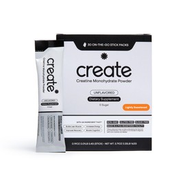 Create Single Serve Creatine Monohydrate Powder – 5g Creapure Creatine | Redefining Strength, Energy & Recovery | Sugar-Free, Vegan, Non-GMO | Unflavored, Lightly Sweetened, 0 Calories | 30 Packets