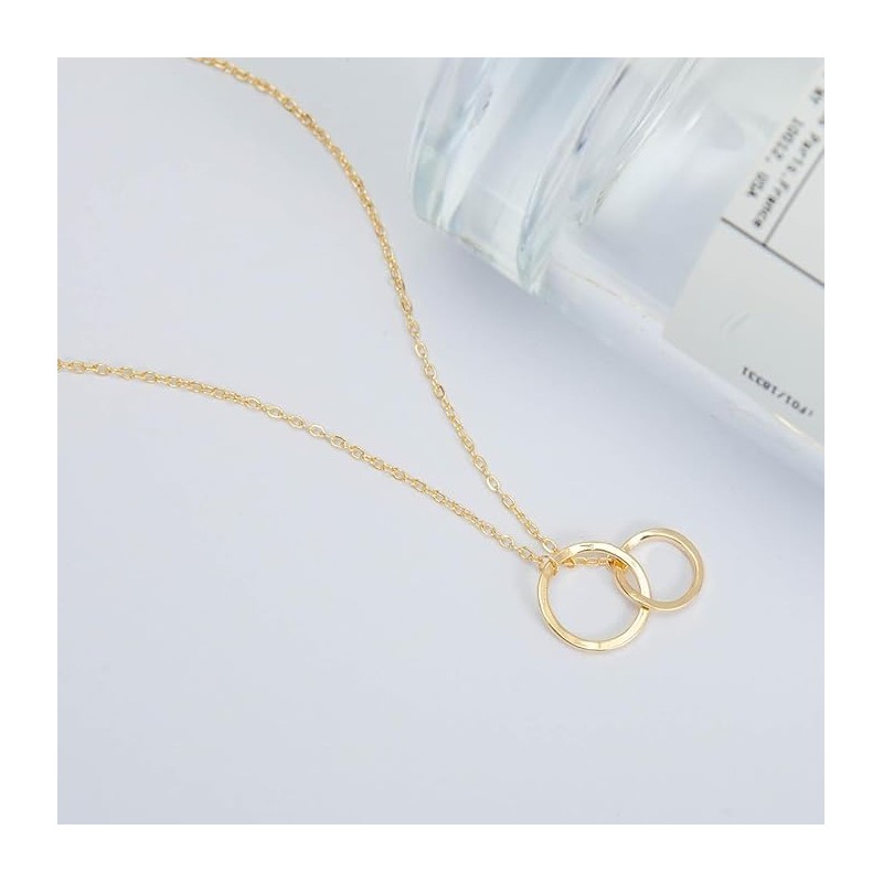 IPINK-Anniversary Necklace for Wife Husband – Two Interlocking Circles Pendant