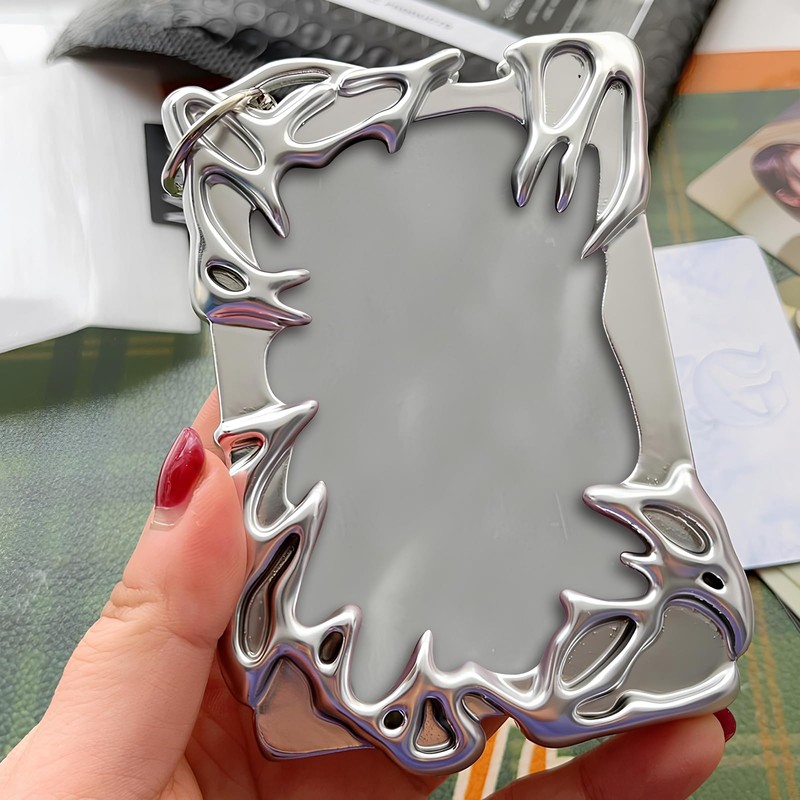 Kpop Photocard Holder Electroplated Plastics Irregular Frame Photocard Holder Silver