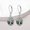 Sterling Silver Tree of Life Earrings for Women Moss Agate
