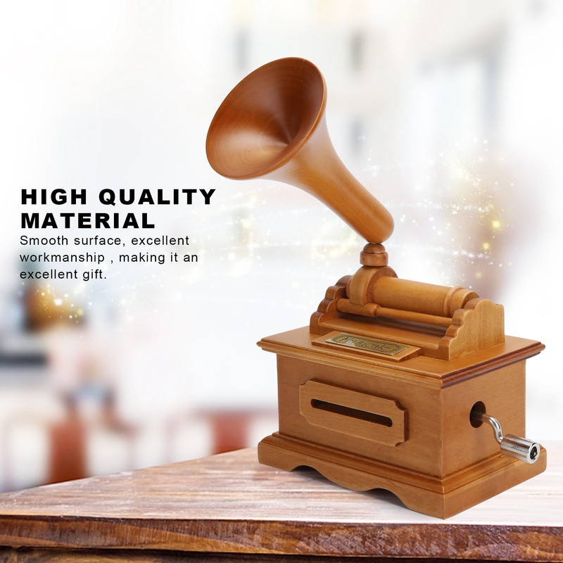 Gramophone Music Box Vintage Hand Crank Musical Box DIY Birthday