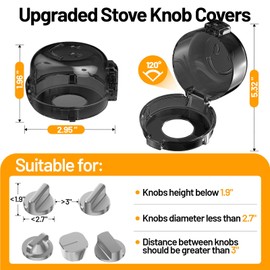 Upgraded Stove Knob Covers for Child Safety, gliship 5 Pack Double-Key Design Baby Safety Gas Oven Knob Covers with Adhesive Heat-Resistant Universal Size Stove Guard Baby Proofing for Child Pet