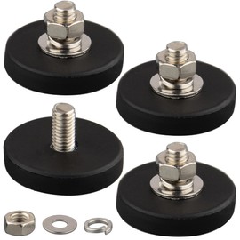 MUTUACTOR 4Pack Strong Neodymium Rubber Coated Magnets with M6 Threaded Studs,24lbs Anti-Slip Magnetic Mount Heavy Duty Rare Earth Magnets with Bolt for Lights Cameras Vans and Other Devices