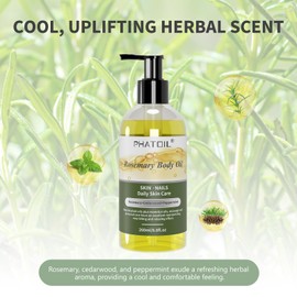 PHATOIL Rosemary Body Oil with Pump, 260 ml (8.8 fl.oz) Premium Quality Massage Oil Body Oils for Dry Skin, Hair, Blends of Natural Plant Oils and Essential Oils