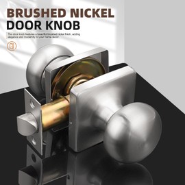 GOBEKOR 8 Pack Passage Door Knobs Interior Door Knobs Brushed Nickel Closet Door Knobs with Lock Square Door Knobs Keyless Stainless Steel Passage Knobs