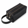 ECHSRT Genuine Cowhide Leather Pen Pouch for Adults, Double Zipper